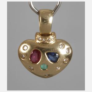 Herzanhänger mit Steinbesatz