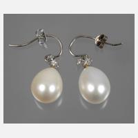 Paar Ohrhänger mit Perle und Brillanten111