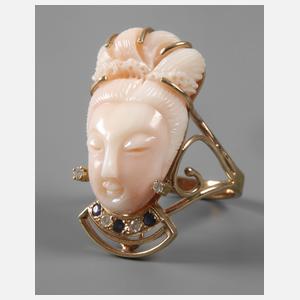 Damenring mit feiner Korallengravur