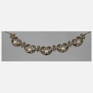 Collier mit Markasiten und Perlen
