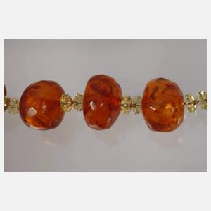 Collier mit Bernstein und Lemoncitrin