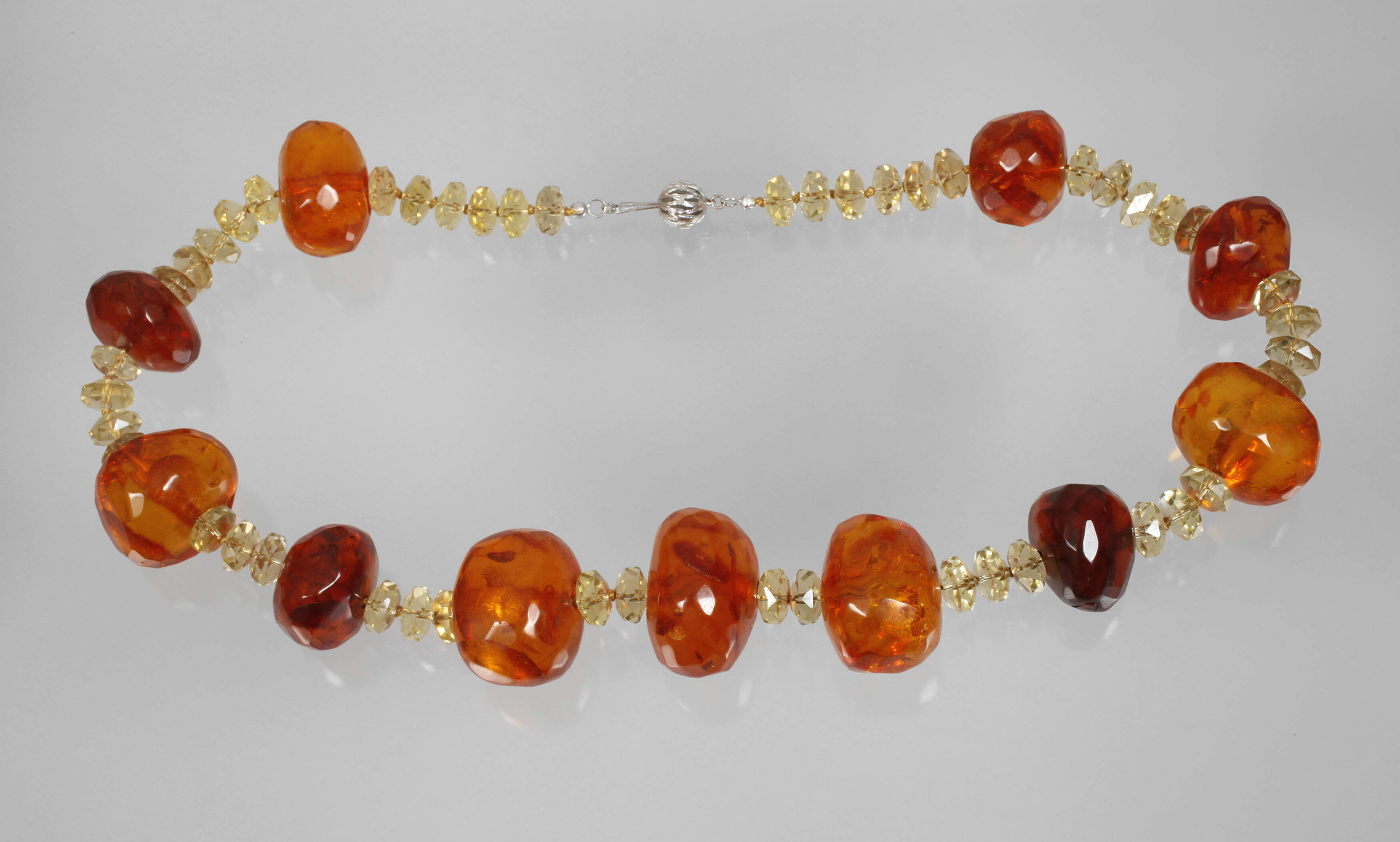 Collier mit Bernstein und Lemoncitrin