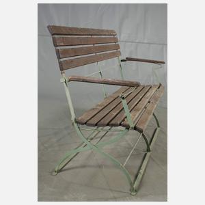 Paar Gartenbänke mit Armlehnen