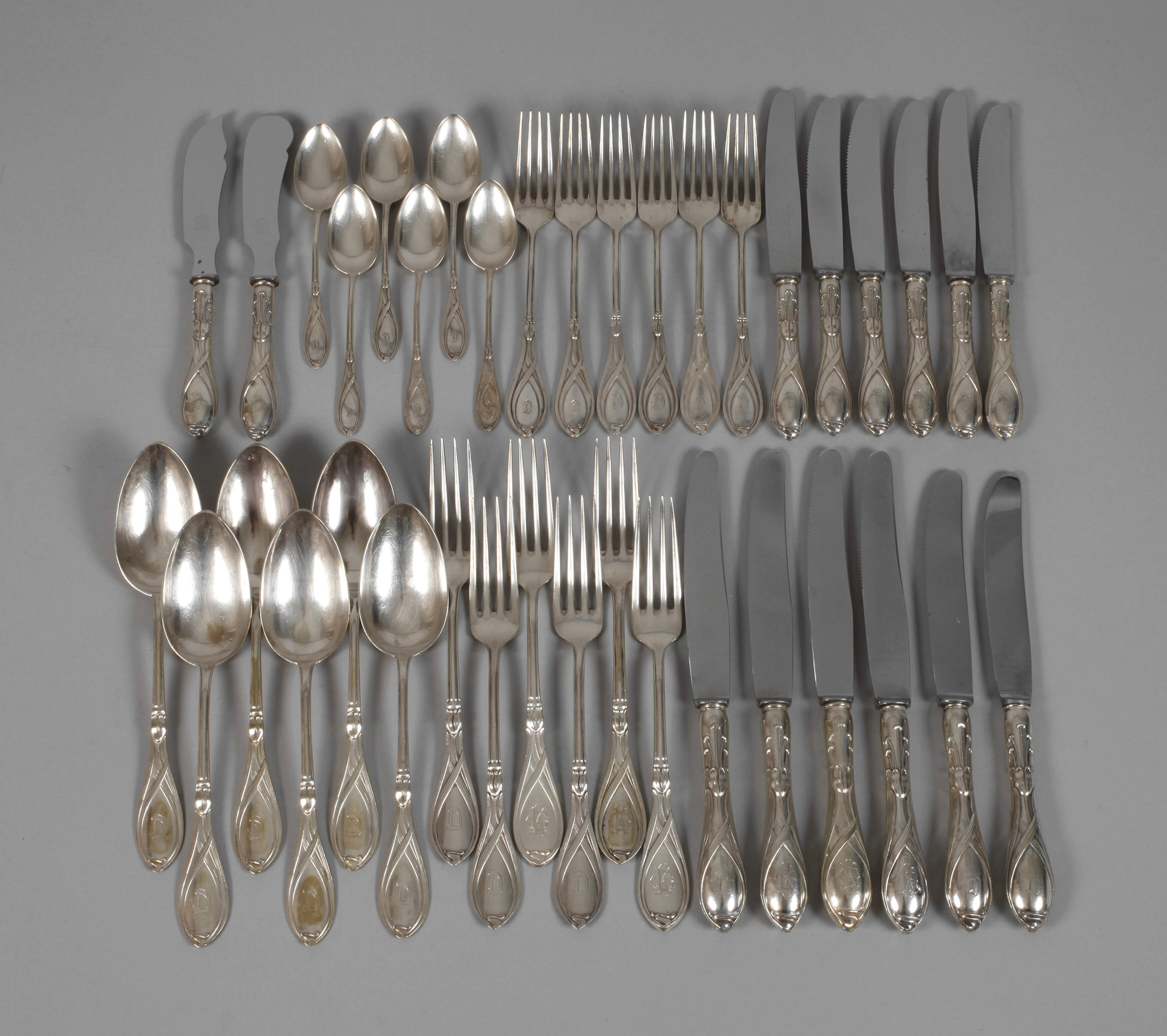 Silber Jugendstilbesteck für sechs Personen