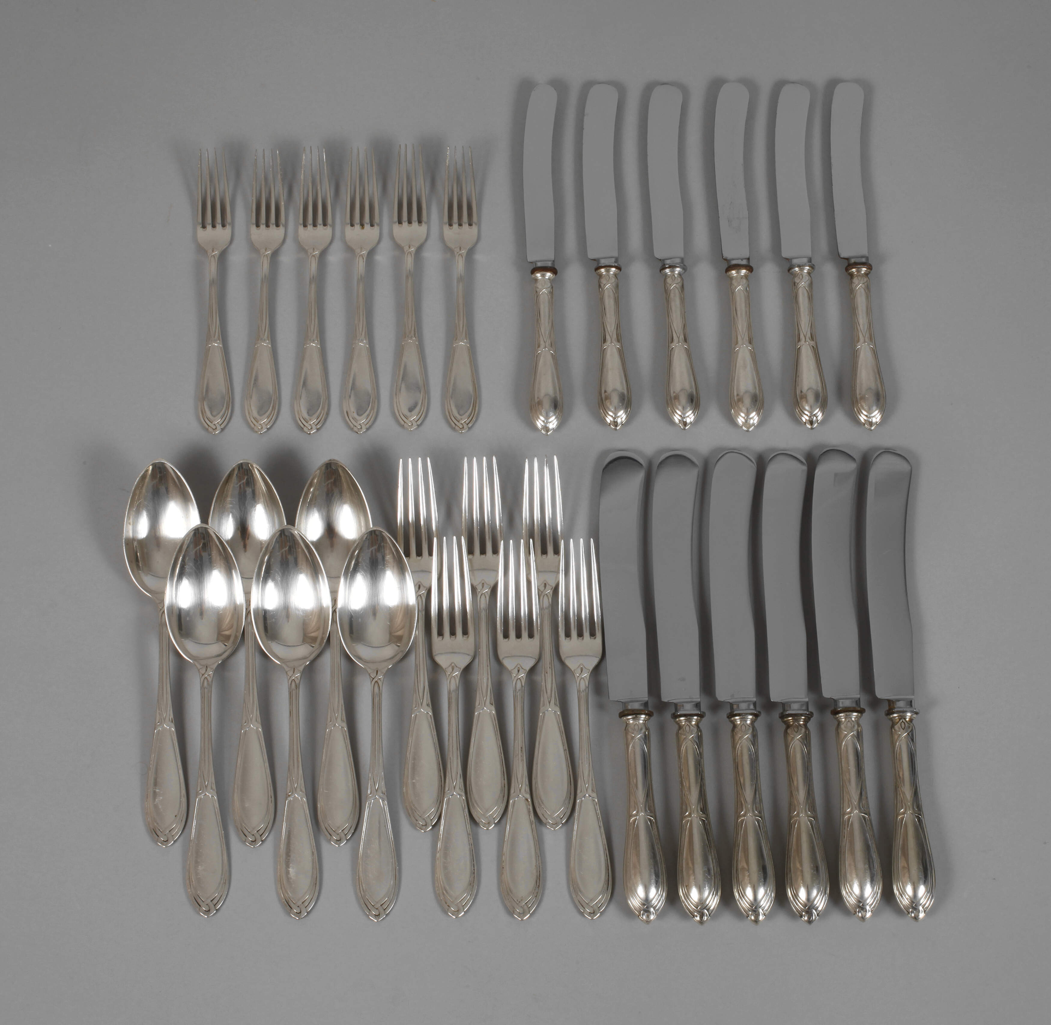 Silber Speisebesteck Jugendstil für sechs Personen