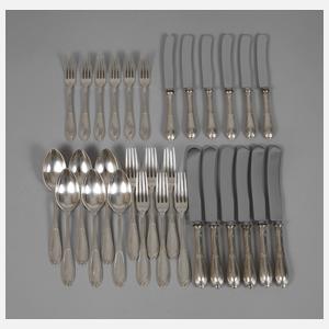 Silber Speisebesteck Jugendstil für sechs Personen