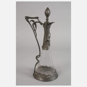 Große Jugendstilkaraffe mit Zinnmontierung
