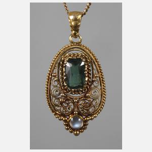 Jugendstilanhänger mit Steinbesatz