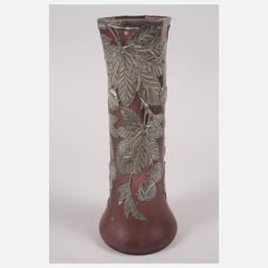 Große Jugendstilvase mit Zinnauflage