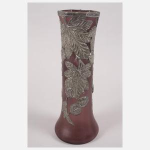 Große Jugendstilvase mit Zinnauflage