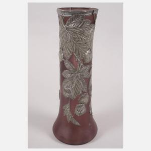 Große Jugendstilvase mit Zinnauflage