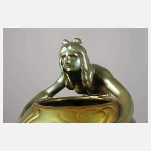 Zsolnay Pecs Vase mit Frauenfigur