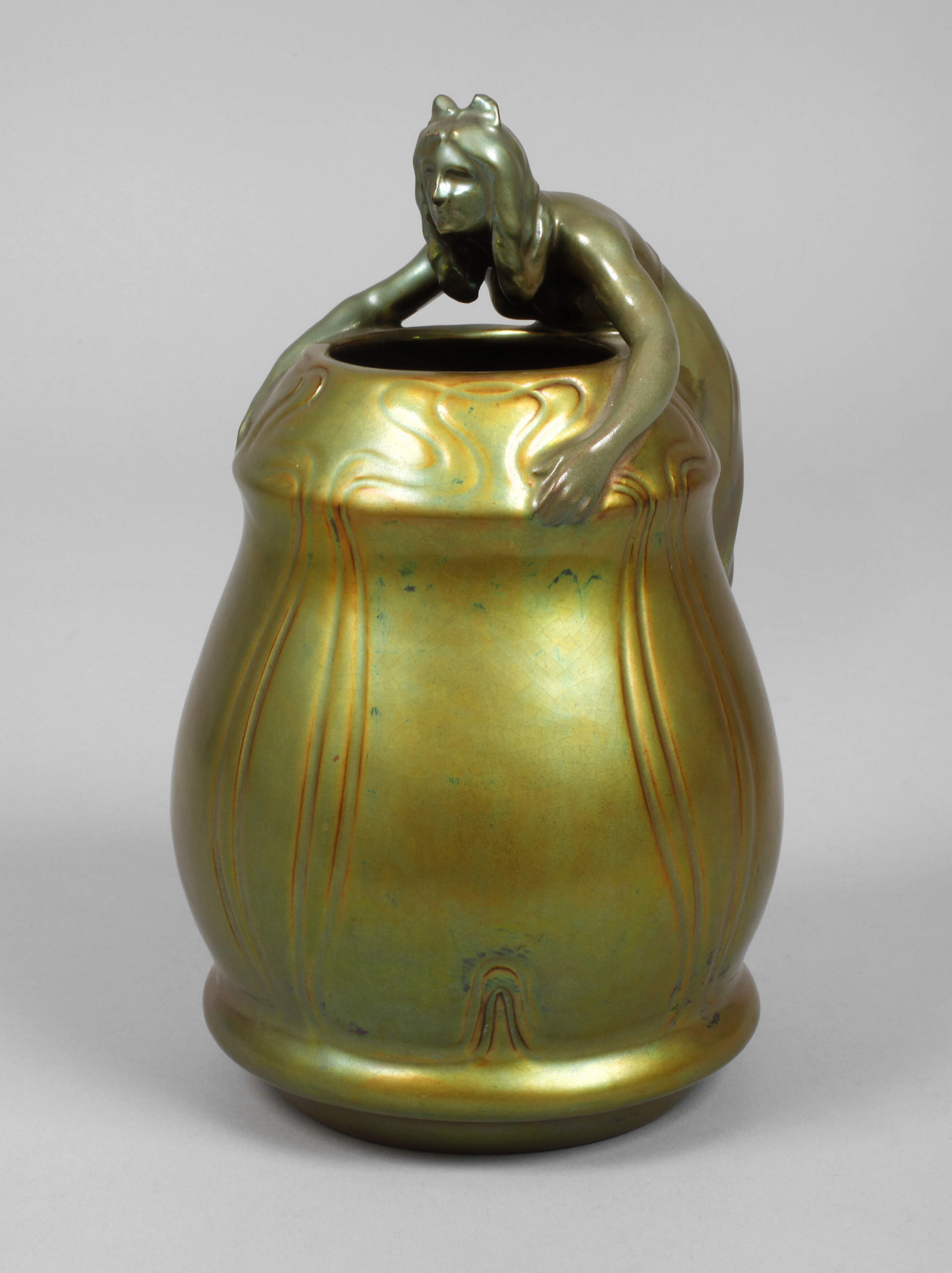 Zsolnay Pecs Vase mit Frauenfigur