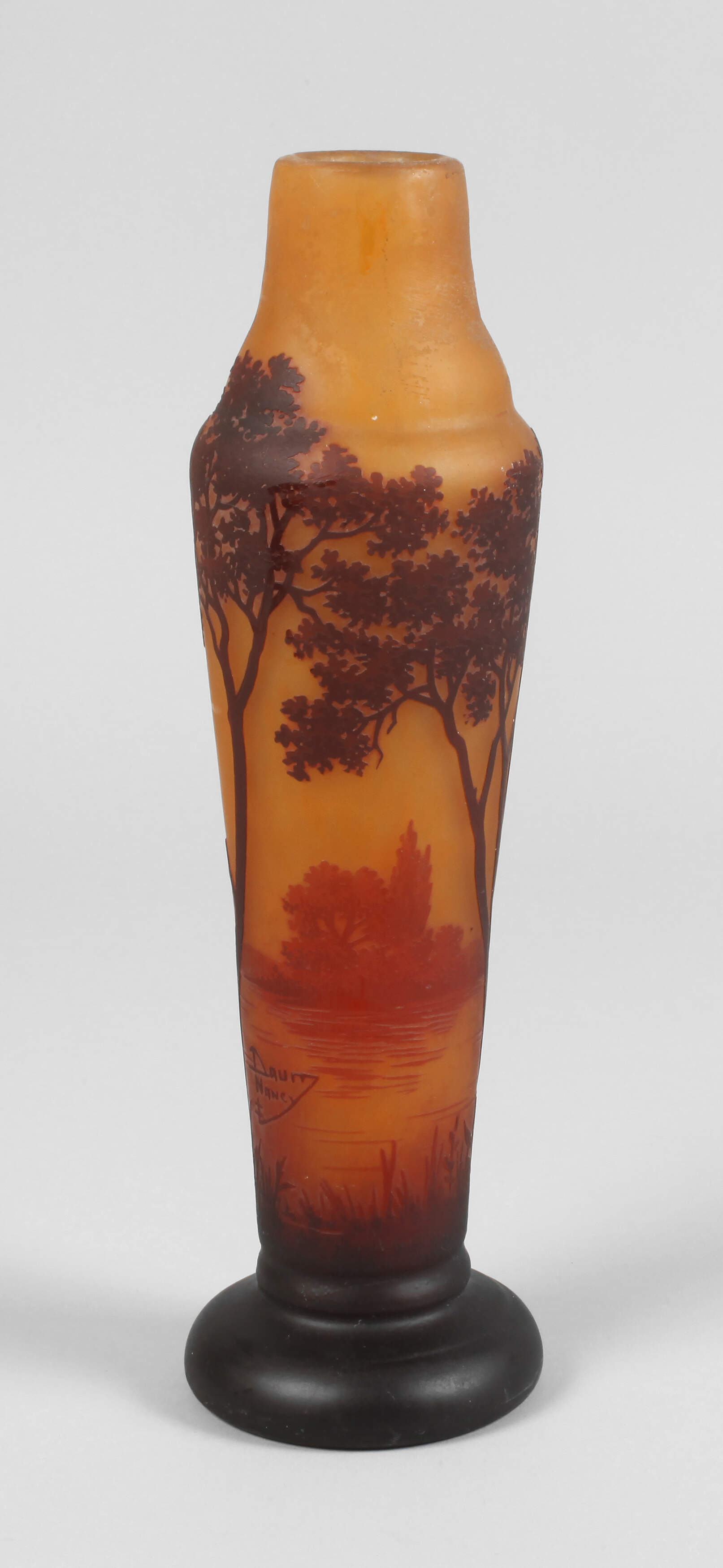 Daum Nancy Überfangvase Landschaftsdekor