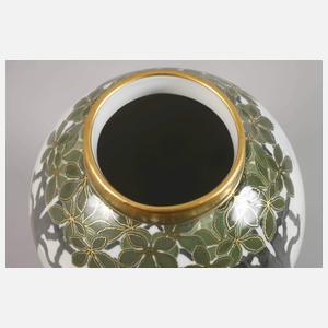 Böhmen Deckelvase Schwanenmotiv