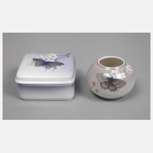 Kopenhagen Schale und Dose Schmetterlingsdekor