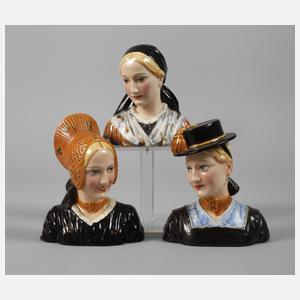 Keramos Wien drei Frauenbüsten Rudolf Podany