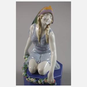 Keramos Wien figürliche Deckeldose Jugendstil