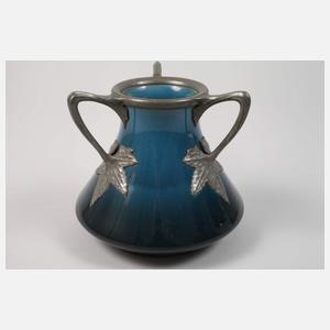 J. von Schwarz Vase mit Zinnmontierung