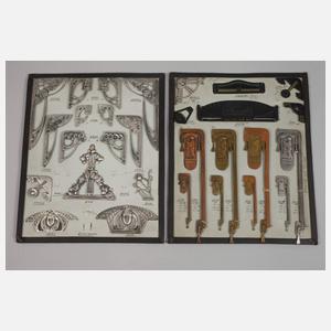 Fünf Tafeln mit Mustern von Jugendstil-Beschlägen