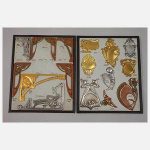Fünf Tafeln mit Mustern von Jugendstil-Beschlägen