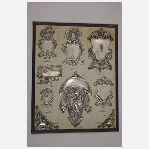 Fünf Tafeln mit Mustern von Jugendstil-Beschlägen