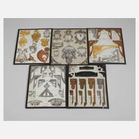 Fünf Tafeln mit Mustern von Jugendstil-Beschlägen111