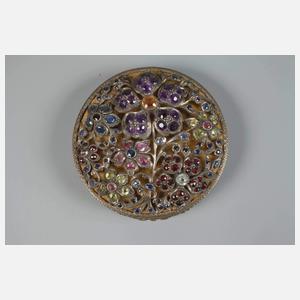 Puderdose Silber mit Steinbesatz