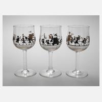 Adolf Beckert drei Weingläser Schattenmalerei111