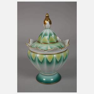 Zwei Deckeldosen Spritzdekor Art déco