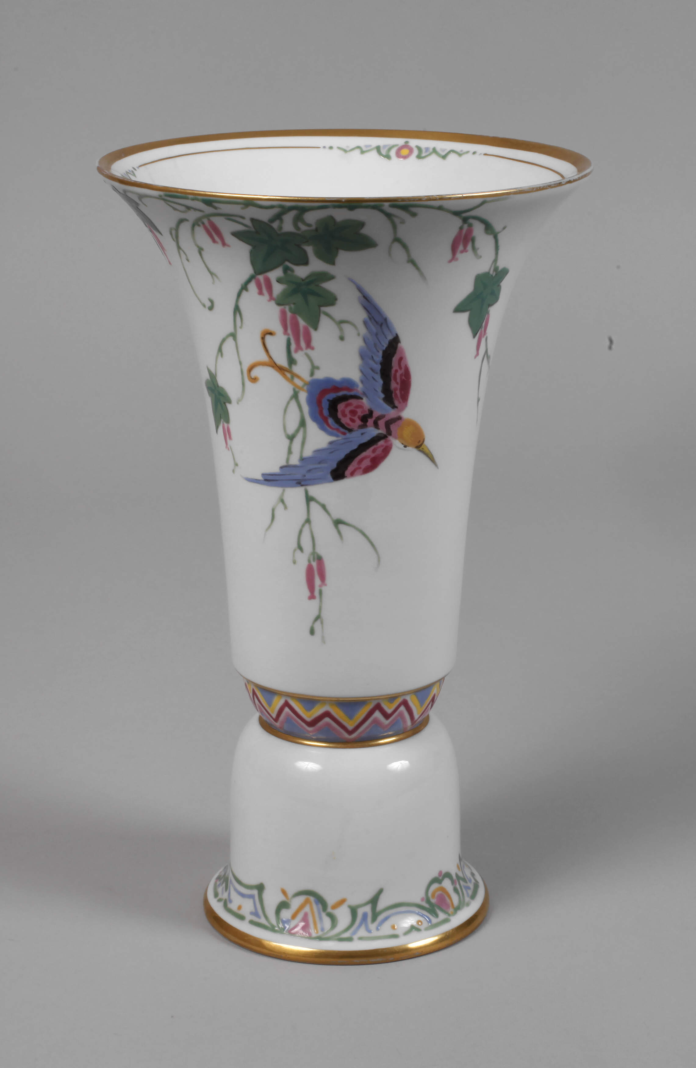 Heubach Lichte Vase Emaillemalerei