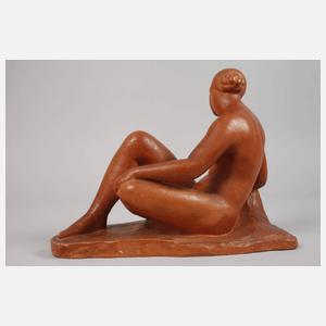 Terrakottafigur sitzender weiblicher Akt