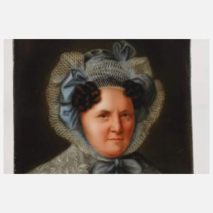 Kleine Porzellanplatte Biedermeierdame