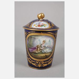 Frankreich Deckeltasse Watteauszene