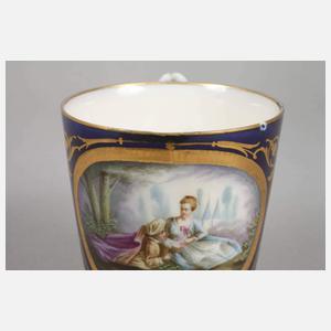 Frankreich Deckeltasse Watteauszene