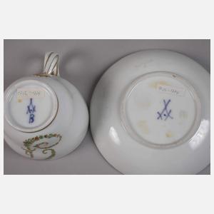 Meissen Monogrammtasse mit Untertasse