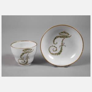 Meissen Monogrammtasse mit Untertasse