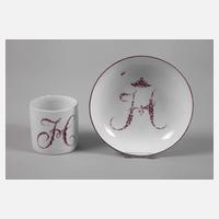 Meissen Monogrammtasse und Untertasse111