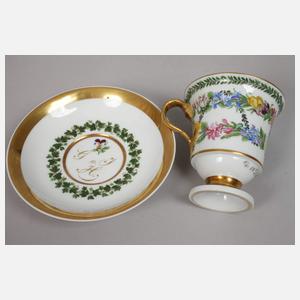 Meissen Paar Erinnerungstassen Biedermeier