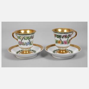 Meissen Paar Erinnerungstassen Biedermeier