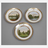 Frankreich drei Ansichtenteller Biedermeier111
