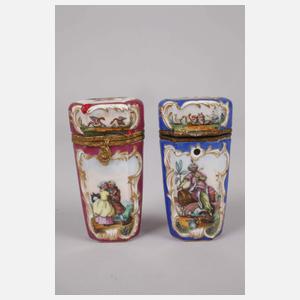 Böhmen Paar Porzellanetuis Figurenmalerei