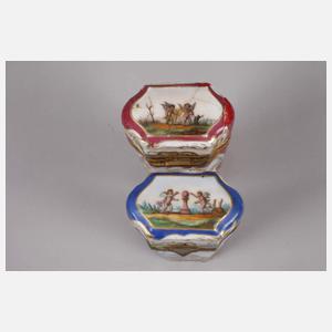 Böhmen Paar Porzellanetuis Figurenmalerei