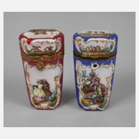 Böhmen Paar Porzellanetuis Figurenmalerei111