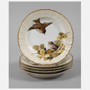 Kopenhagen fünf Dessertteller im Fauna-Danica-Stil