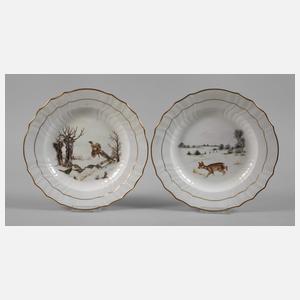 Kopenhagen Paar Speiseteller im Fauna-Danica-Stil