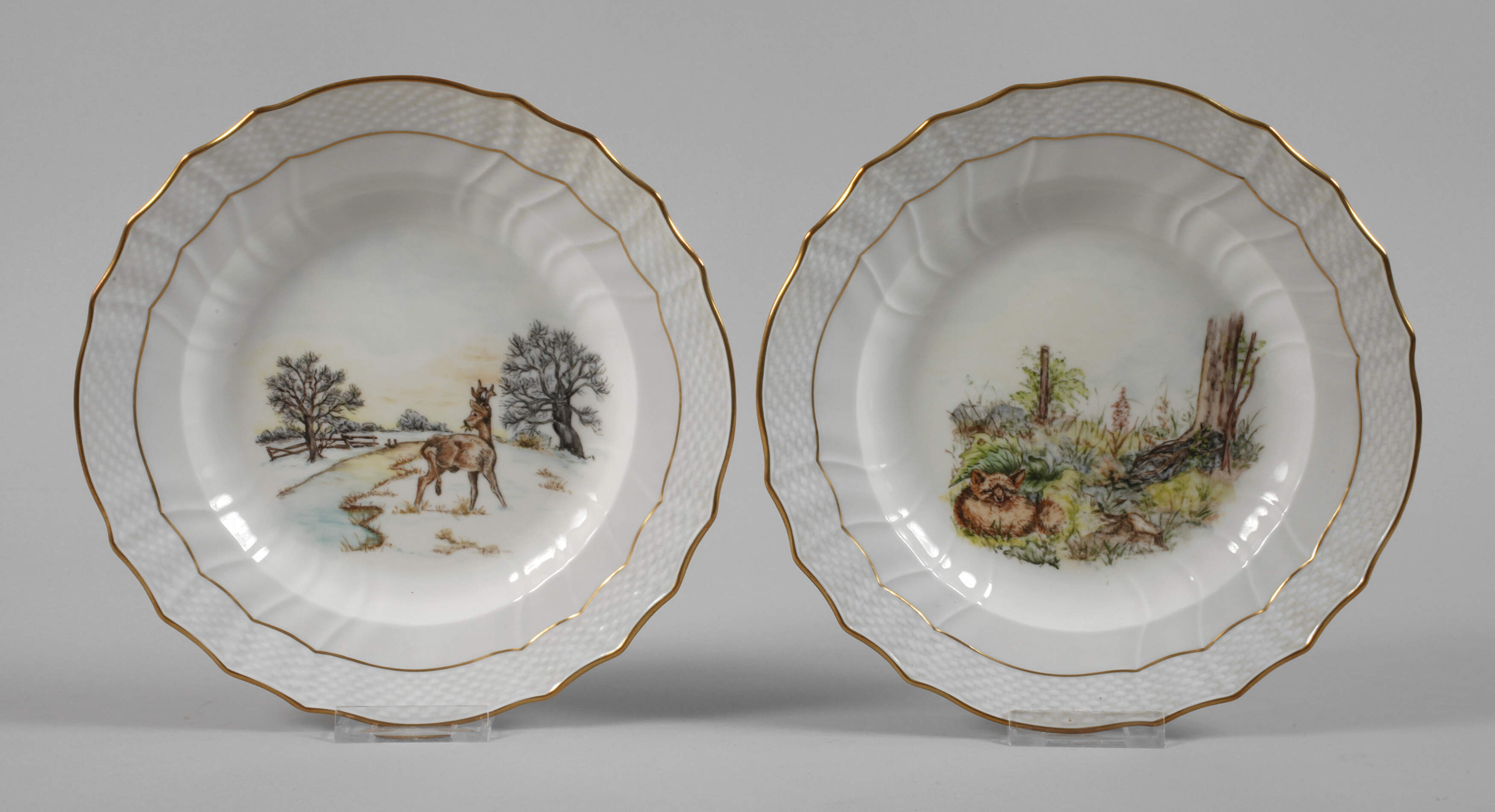 Kopenhagen Paar Speiseteller im Fauna-Danica-Stil