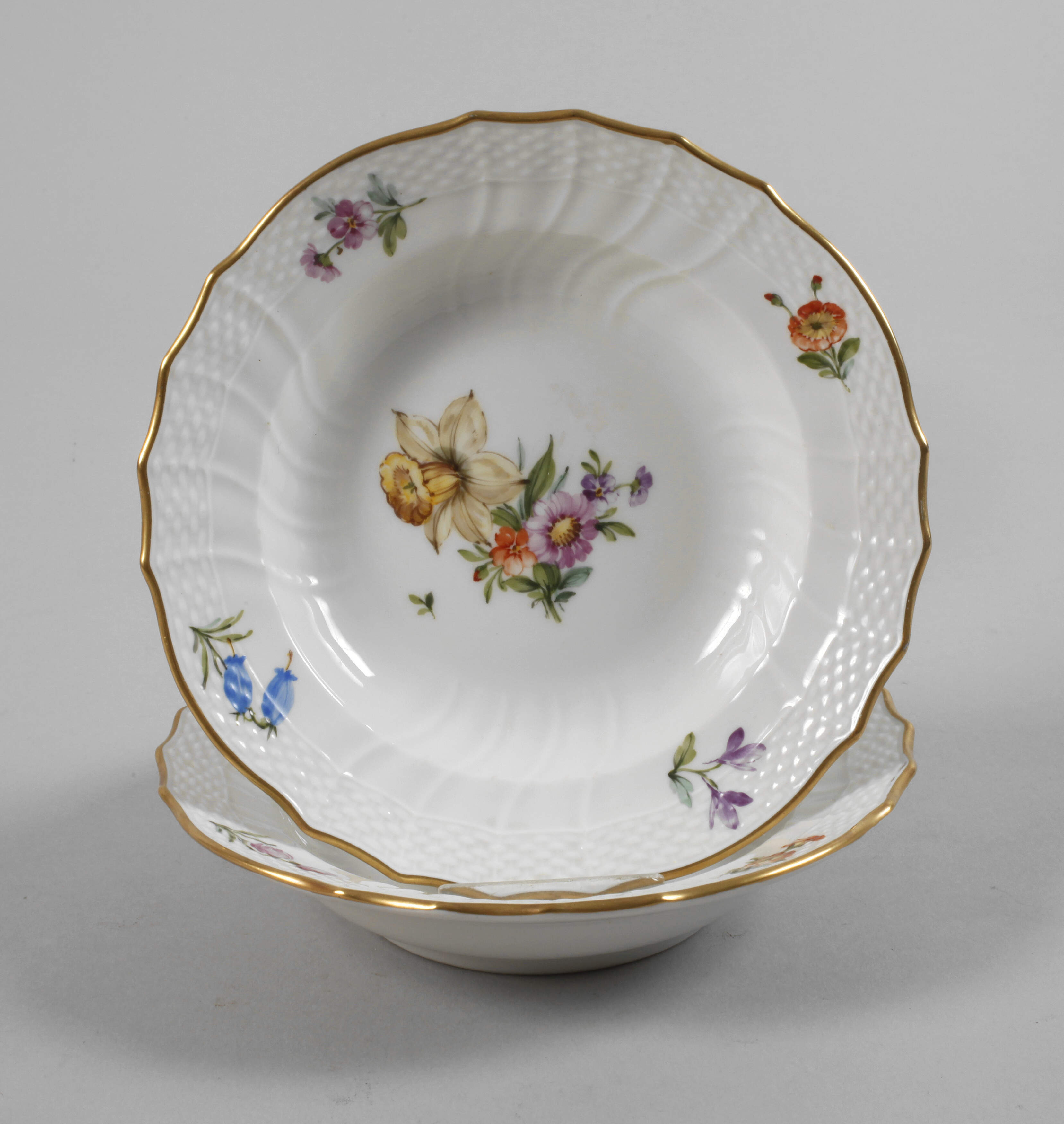 Kopenhagen zwei Dessertschalen "Sächsische Blume"