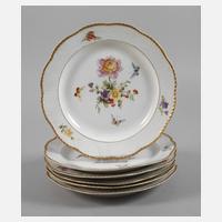 KPM Berlin sechs Speiseteller Blumen und Insekten111