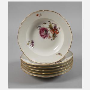 KPM Berlin sechs Suppenteller Weichmalerei